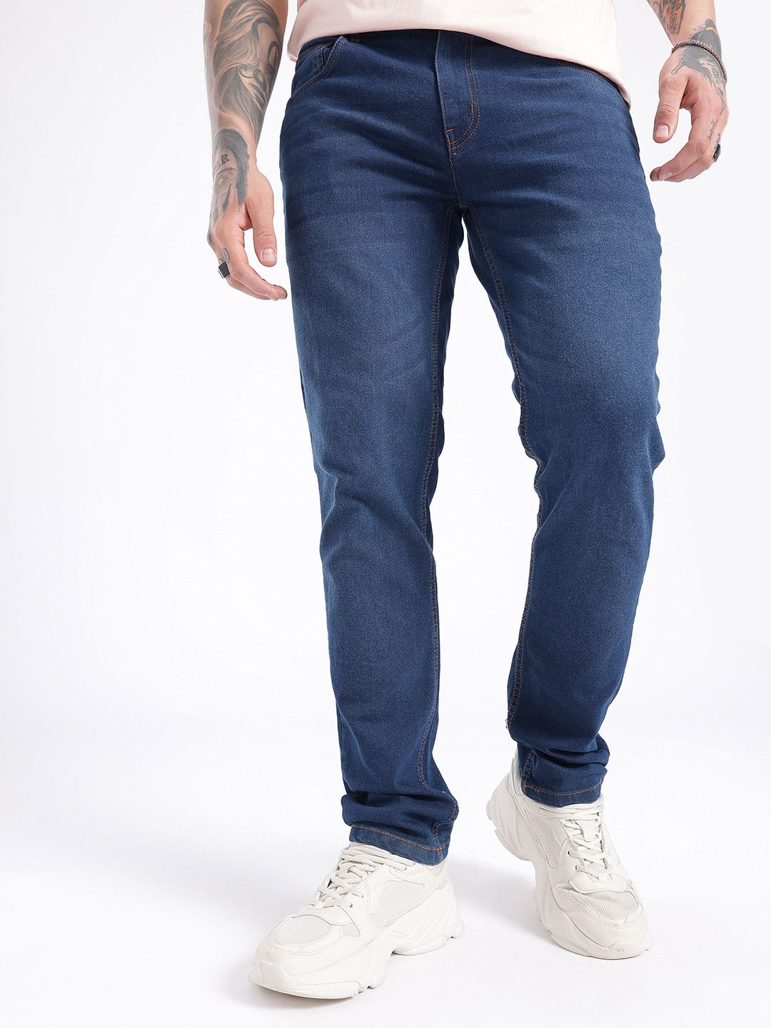 glitchez Men Slim Fit Light Fade Stretchable Jeans-picture-26