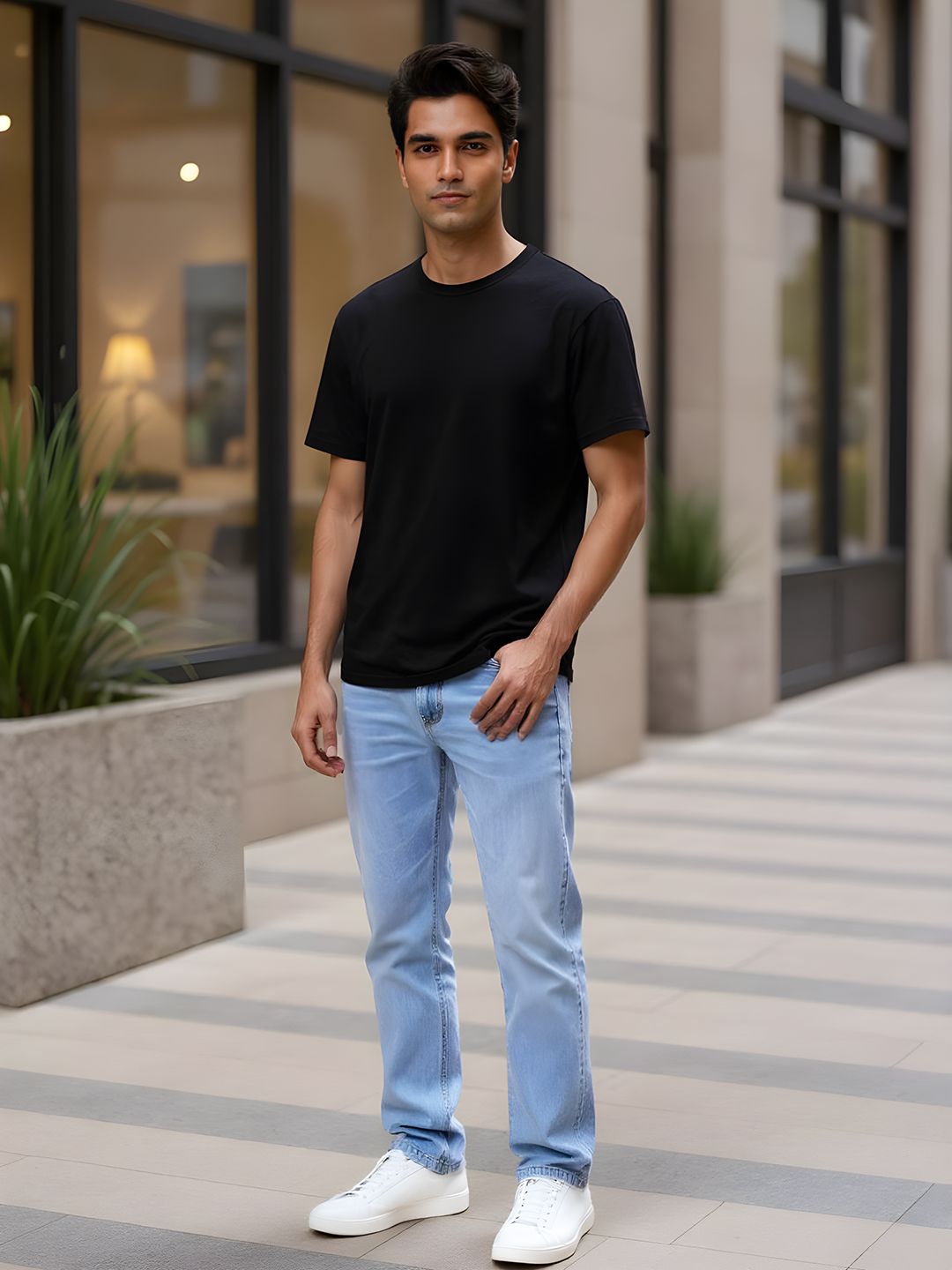 glitchez Men Relaxed Fit Light Fade Stretchable Jeans-picture-20