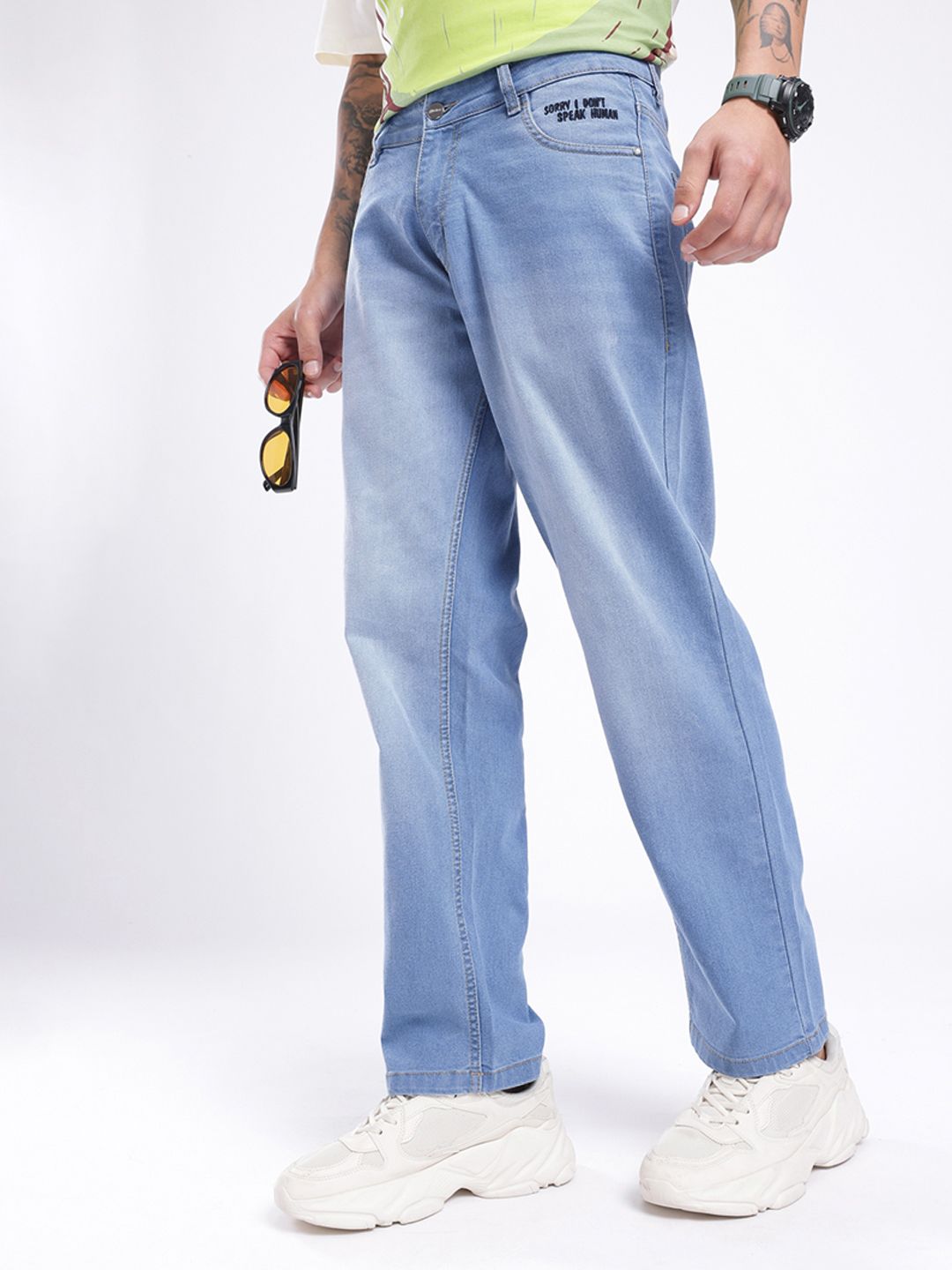 glitchez Men Embroidered Straight Heavy Fade Stretchable Jeans-picture-39