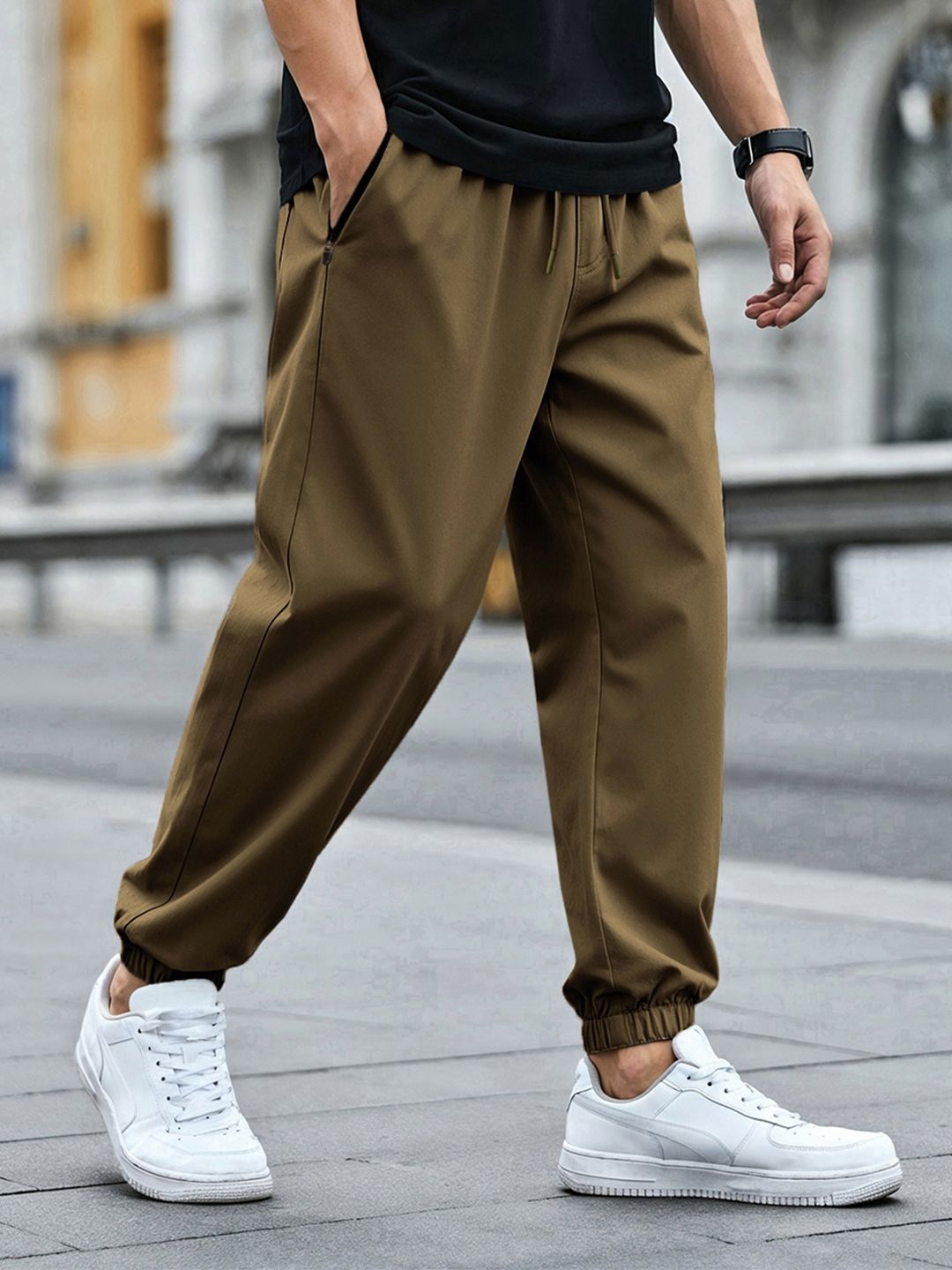 Bewakoof Men Cotton Winter Moss Green Oversized Joggers-picture-22