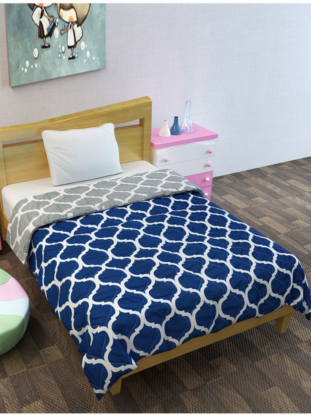 Divine Casa Navy Blue Microfiber Mild Winter 120 GSM Single Bed Comforter-picture-15