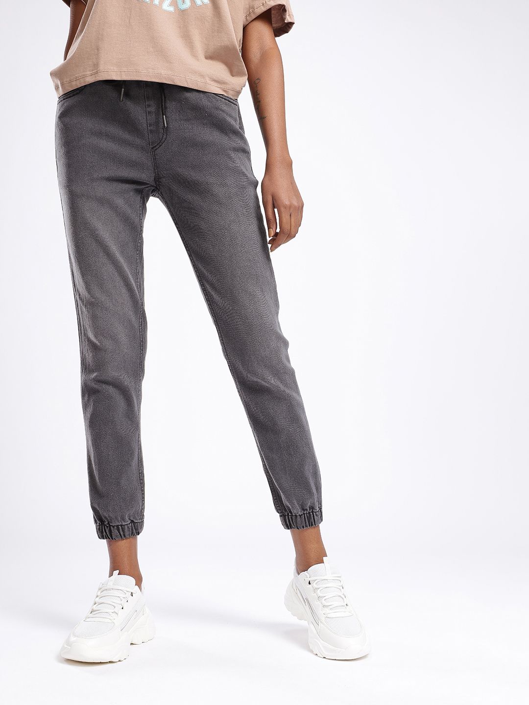 glitchez Women Light Fade Jogger Cropped Stretchable Jeans