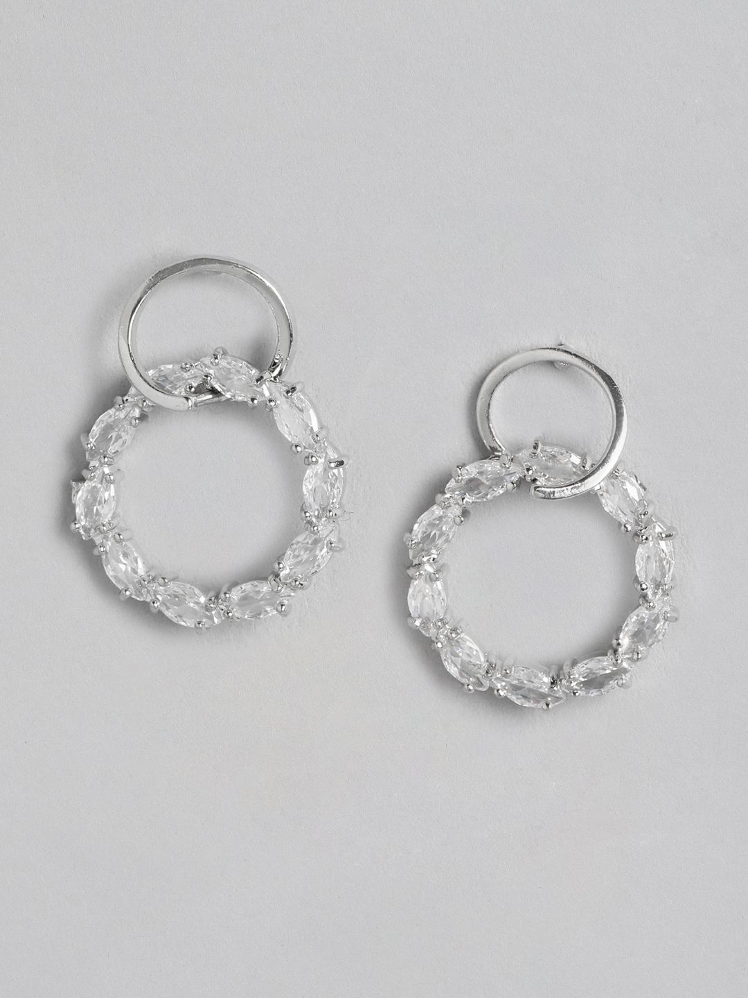 DressBerry Circular Shaped Stone Studed Drop Earrings-picture-29