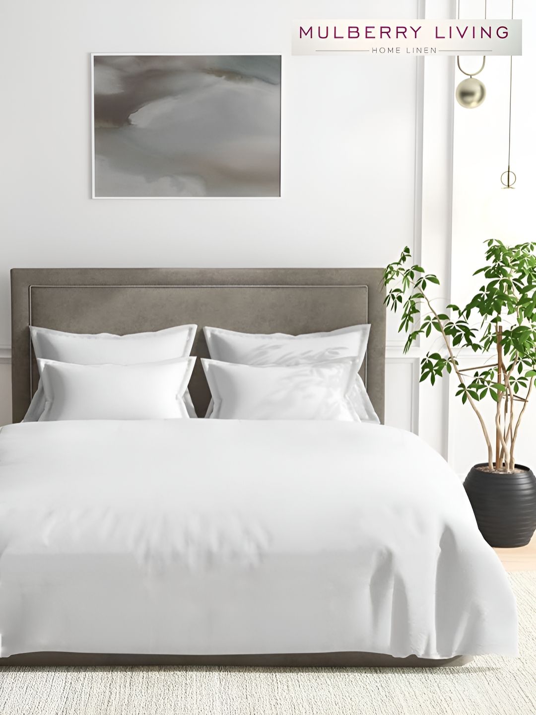 Mulberry Living White Cotton Double King Duvet Cover-image-33