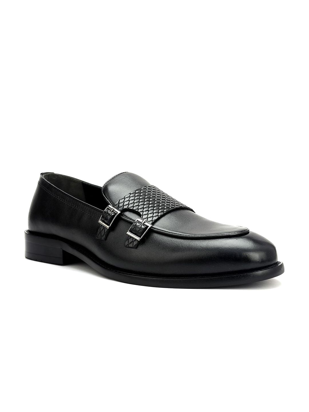 ROSSO BRUNELLO Men Textured Leather Formal Monk Shoes