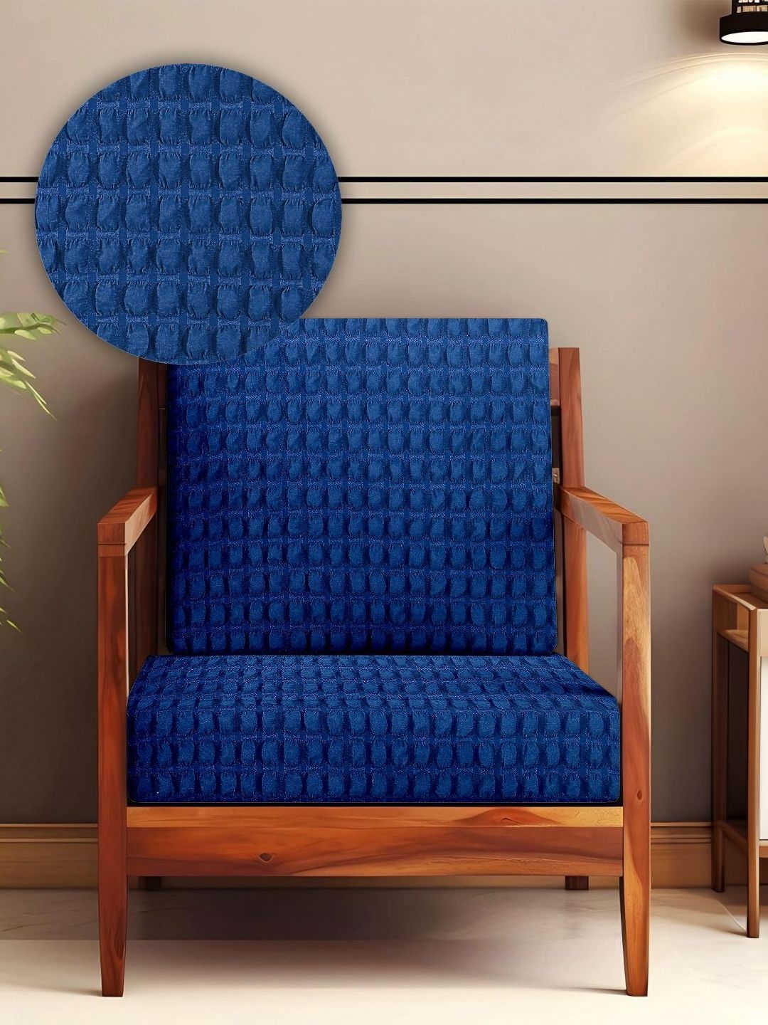 Aura Blue Solid Polyester 1 Piece Sofa Cover-picture-17