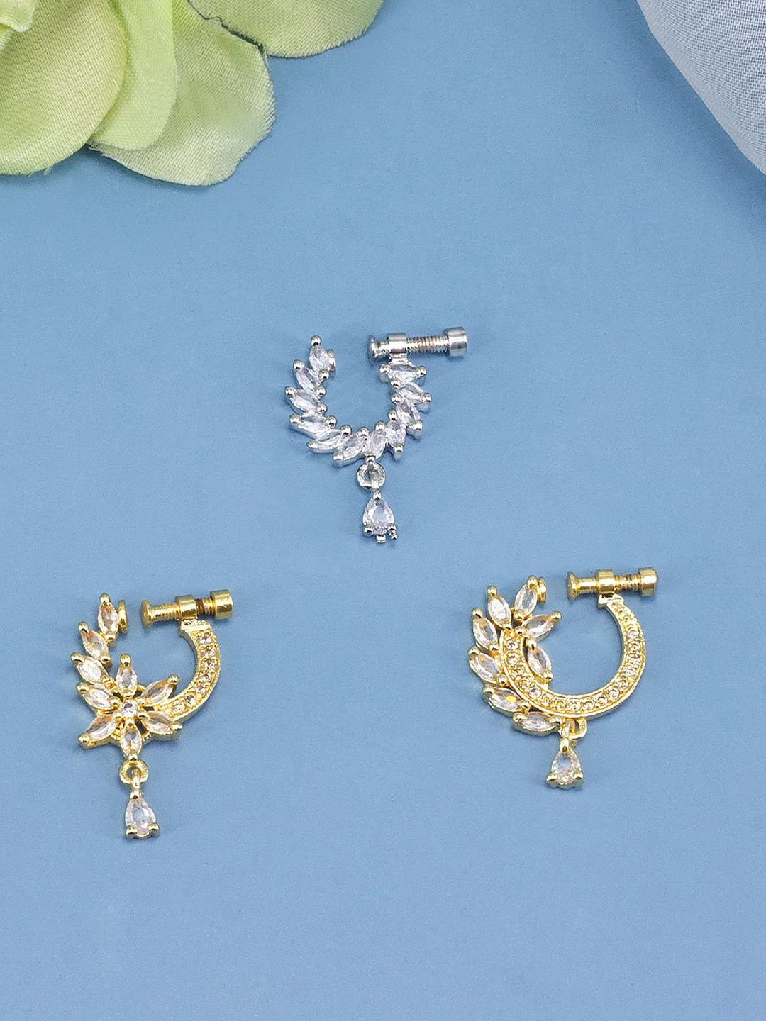 PRIVIU Gold-Plated Cubic Zirconia Ring Nosepin-picture-35