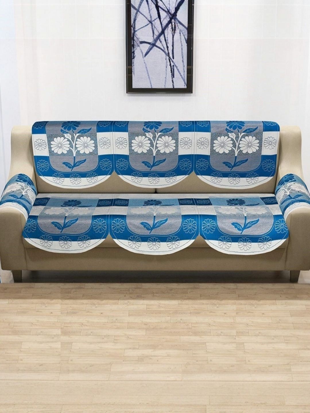 BIGGER FISH Blue Other 4 Piece Sofa Cover With Arms-picture-35