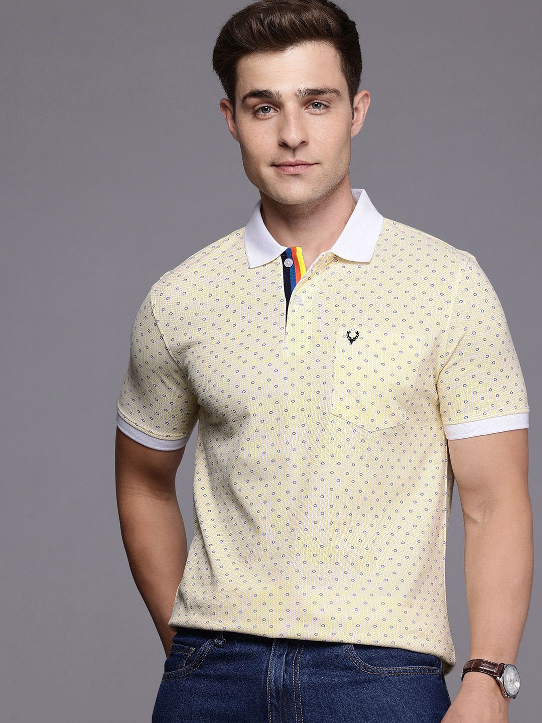 Allen Solly Printed Polo Collar Pure Cotton T-shirt-image-42