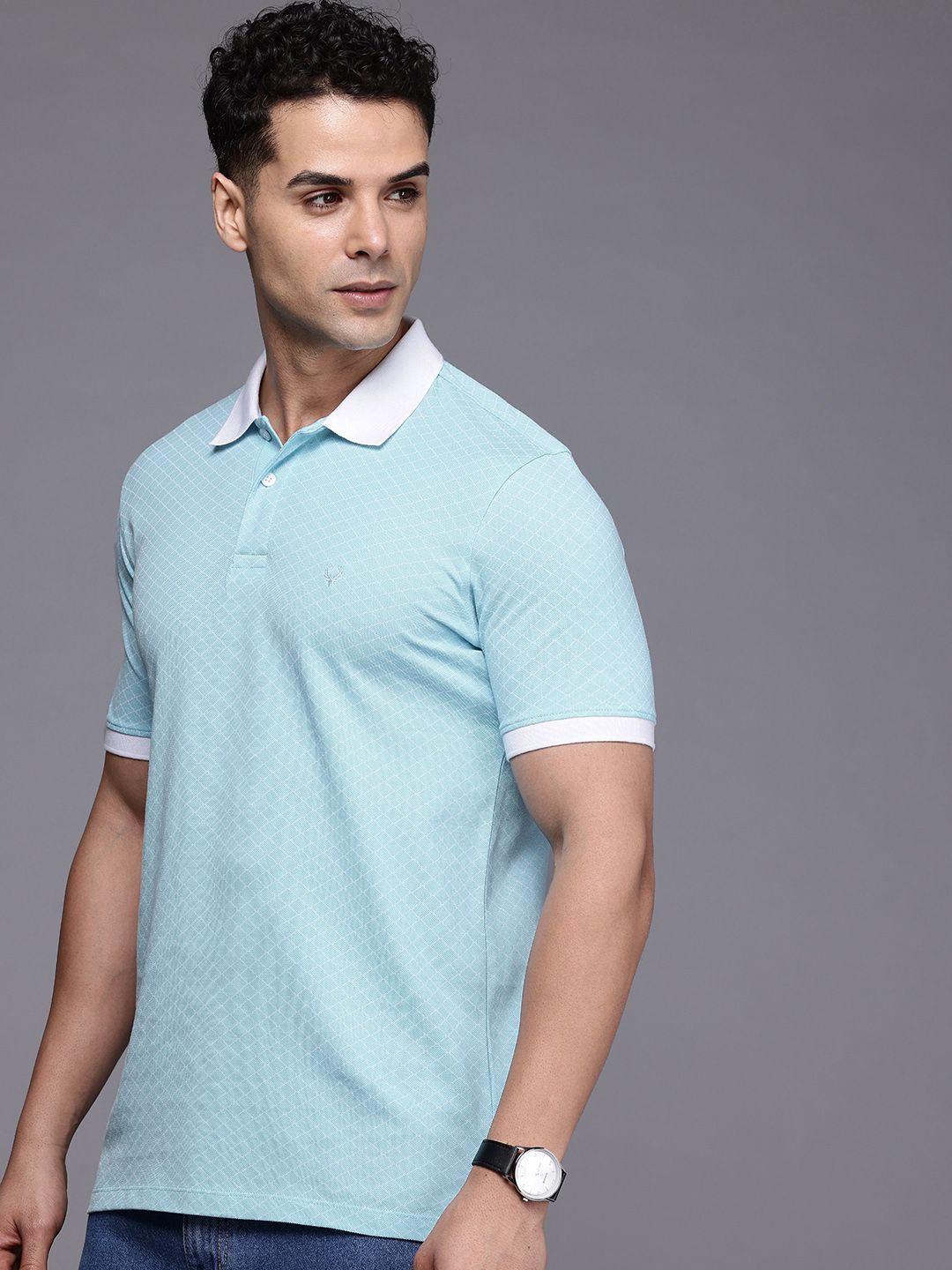 Allen Solly Printed Polo Collar Pure Cotton T-shirt-picture-12