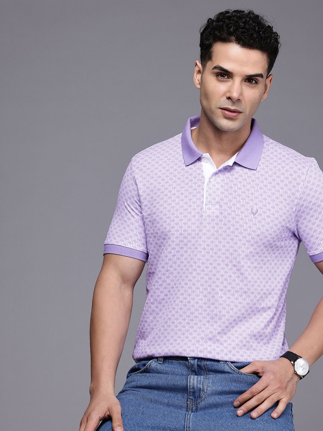Allen Solly Printed Polo Collar Pure Cotton T-shirt-image-27