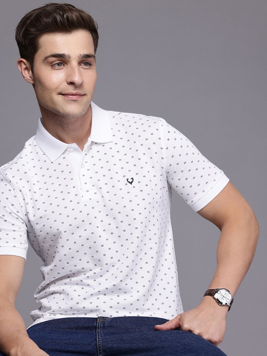 Allen Solly Printed Polo Collar Pure Cotton T-shirt-picture-33