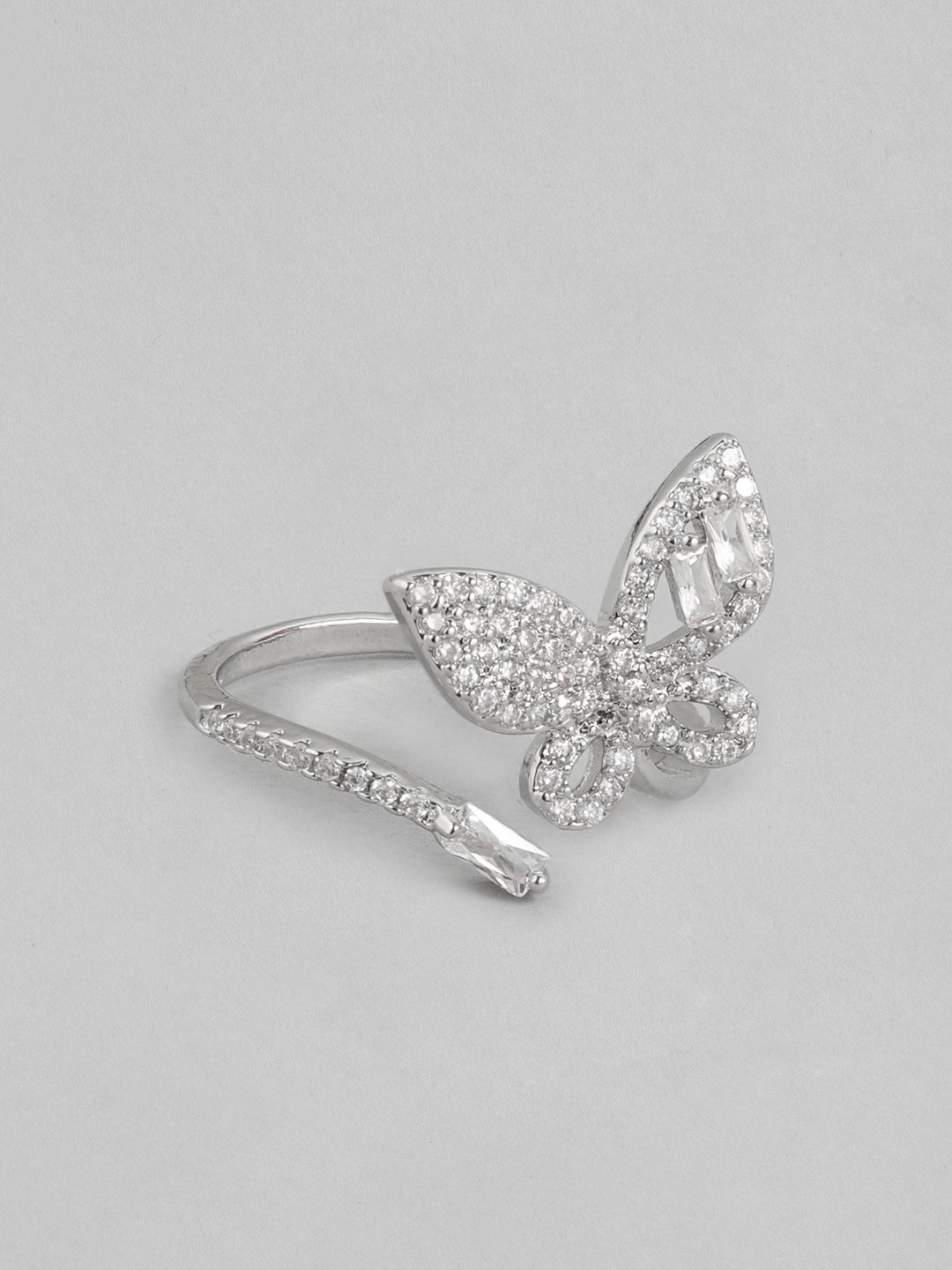 DressBerry Women Stone-Studded Butterfly-Shaped Adjustable Finger Ring-picture-27