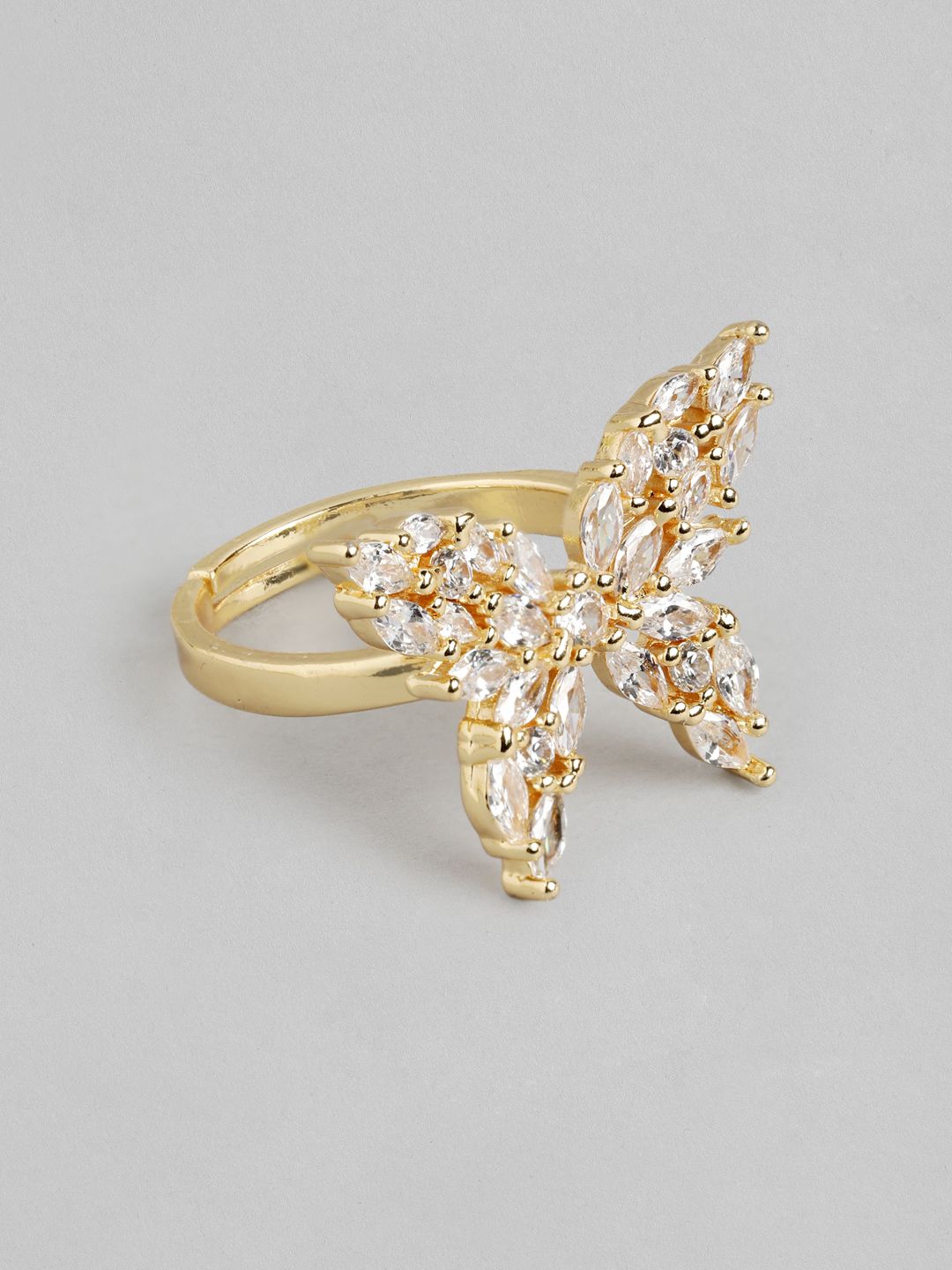 DressBerry Women Stone Studded Butterfly-Shaped Adjustable Finger Ring-picture-36