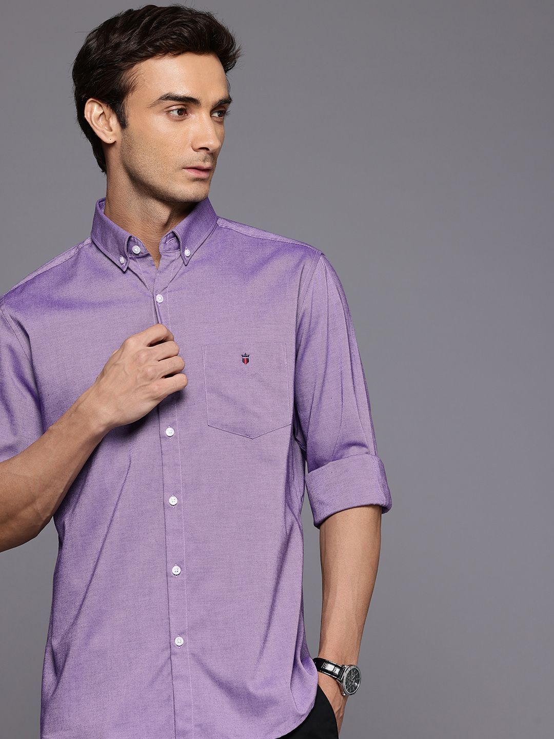 Louis Philippe Sport Pure Cotton Slim Fit Button-Down Collar Casual Shirt-image-37