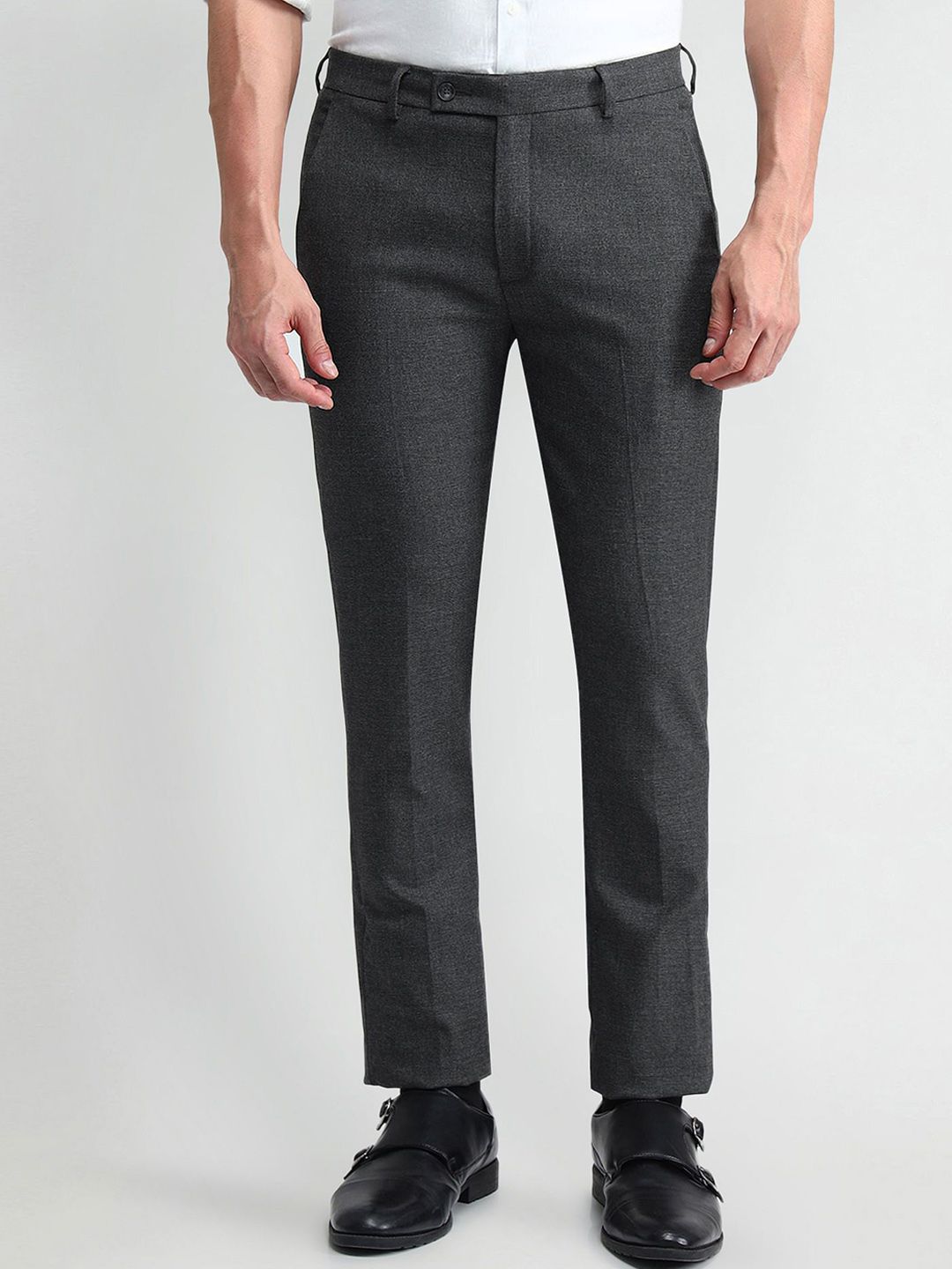 Arrow Dk. Grey Mens Smart Flex Trousers-picture-22