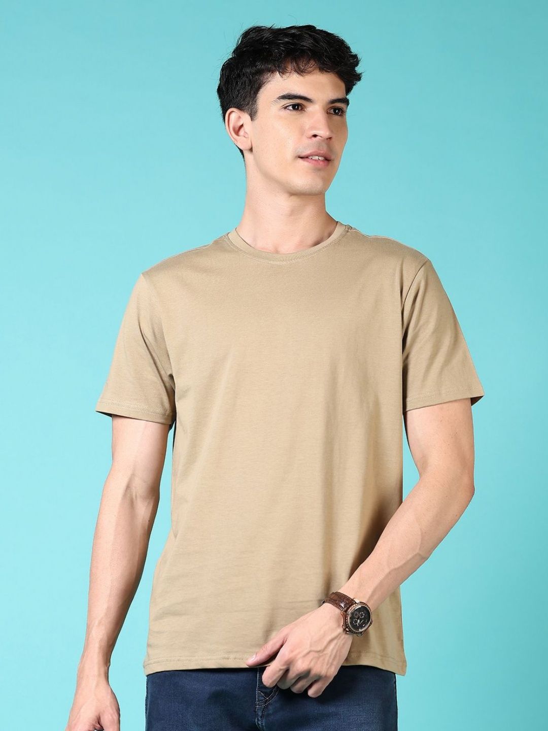 V-Mart Men Solid Round Neck Cotton T-shirt-picture-22