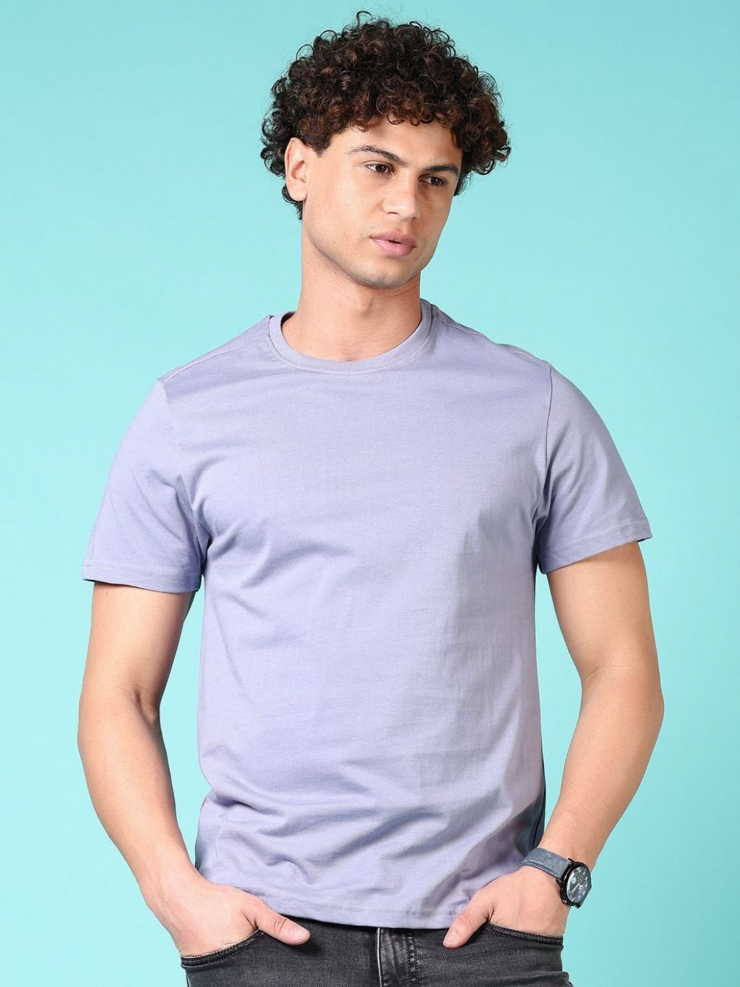 V-Mart Men Solid Round Neck Cotton T-shirt-picture-34
