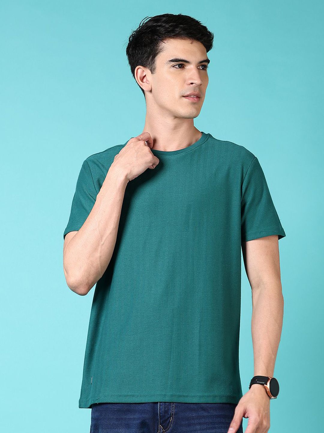 V-Mart Men Solid Round Neck Cotton T-shirt-picture-37