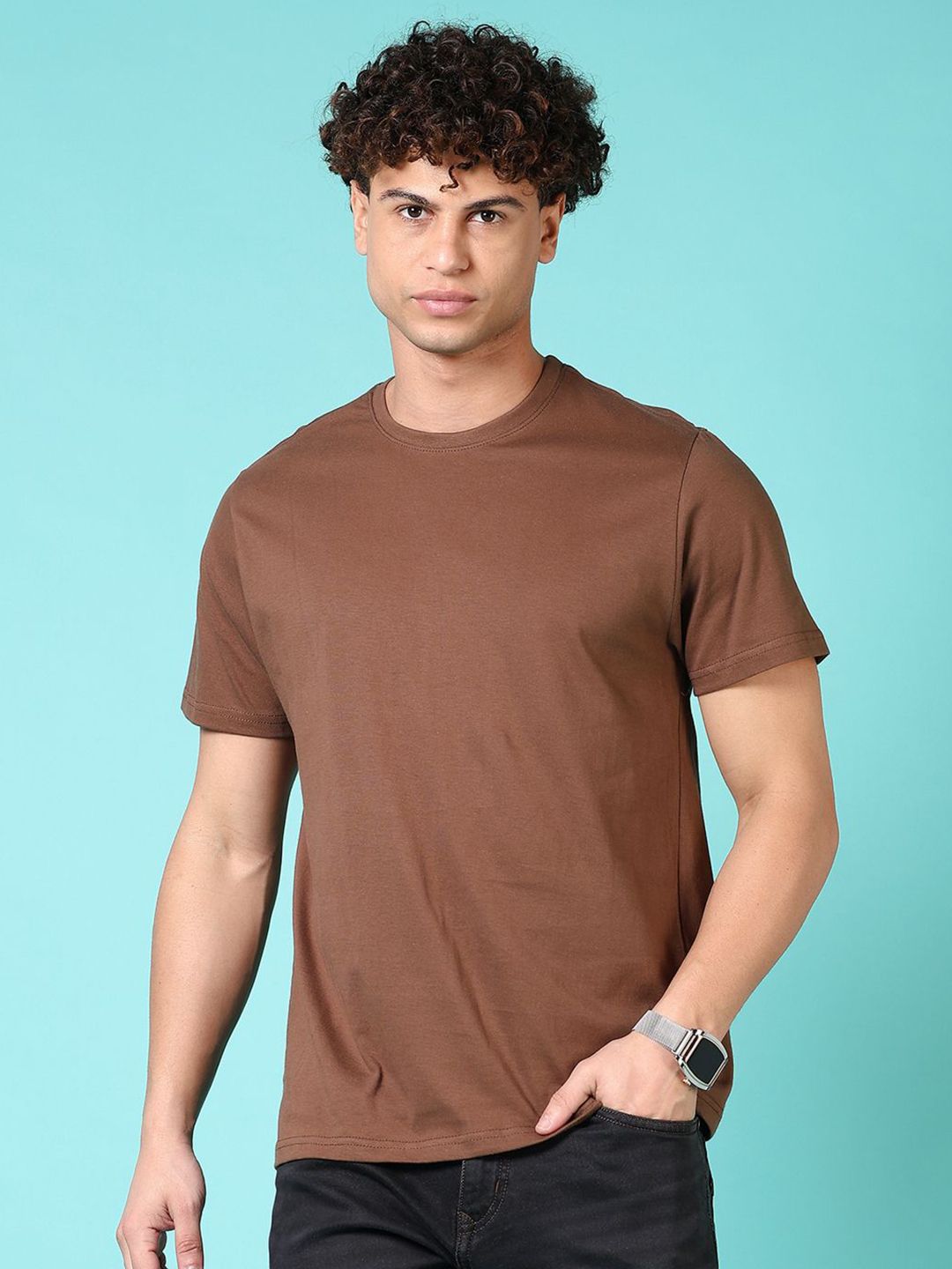 V-Mart Men Solid Round Neck Cotton T-shirt-picture-33