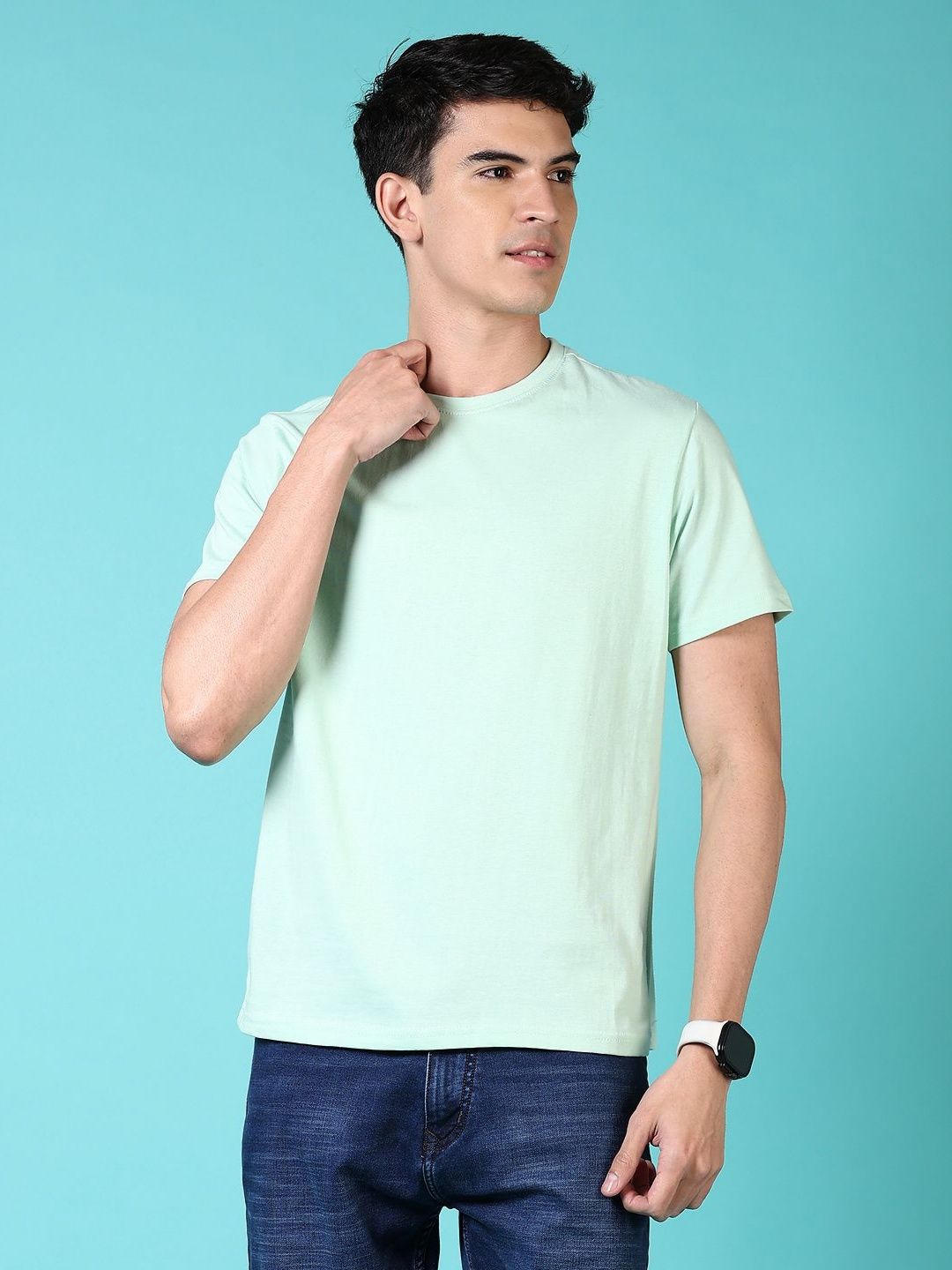 V-Mart Men Solid Round Neck Cotton T-shirt-picture-39