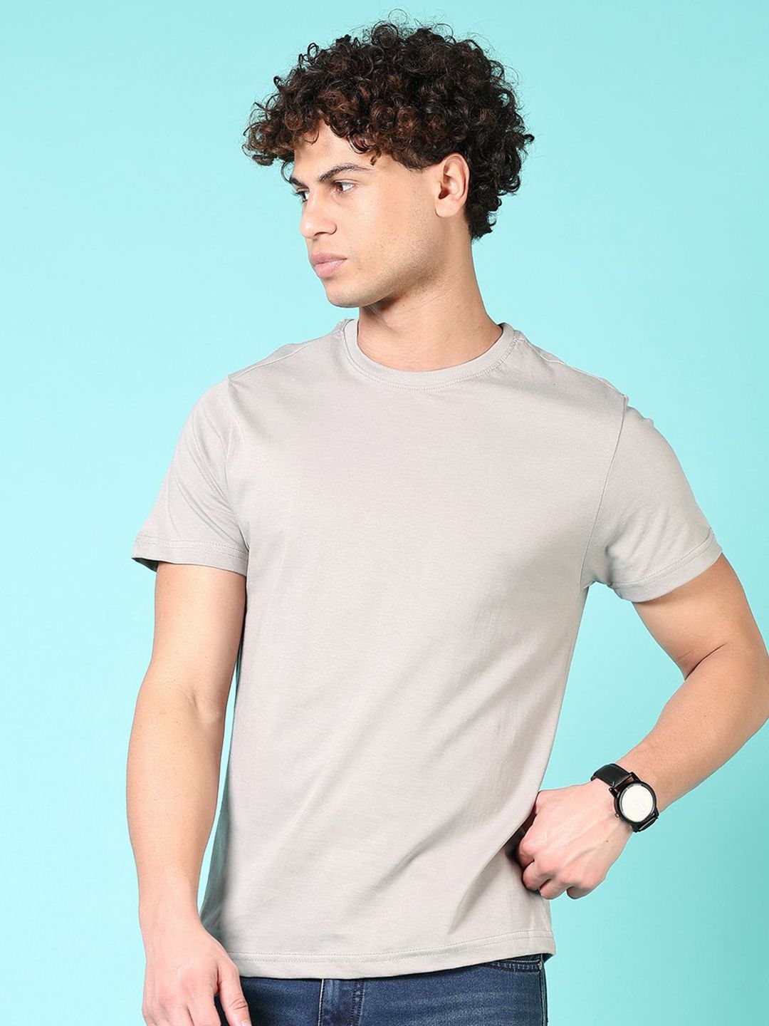 V-Mart Men Solid Round Neck Cotton T-shirt-picture-38