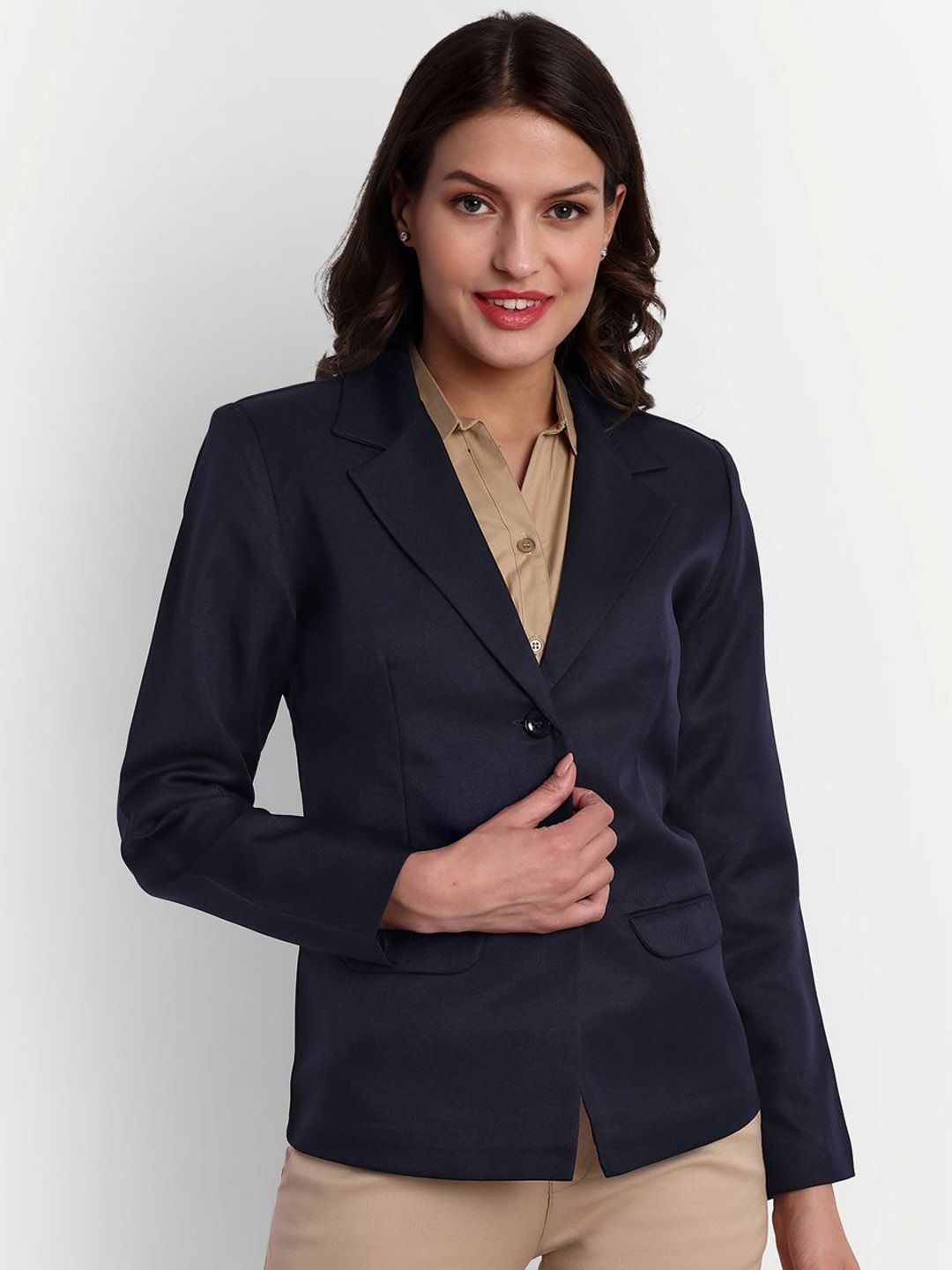 Blue Ronin Notched Lapel Single Breasted Cotton Formal Blazer