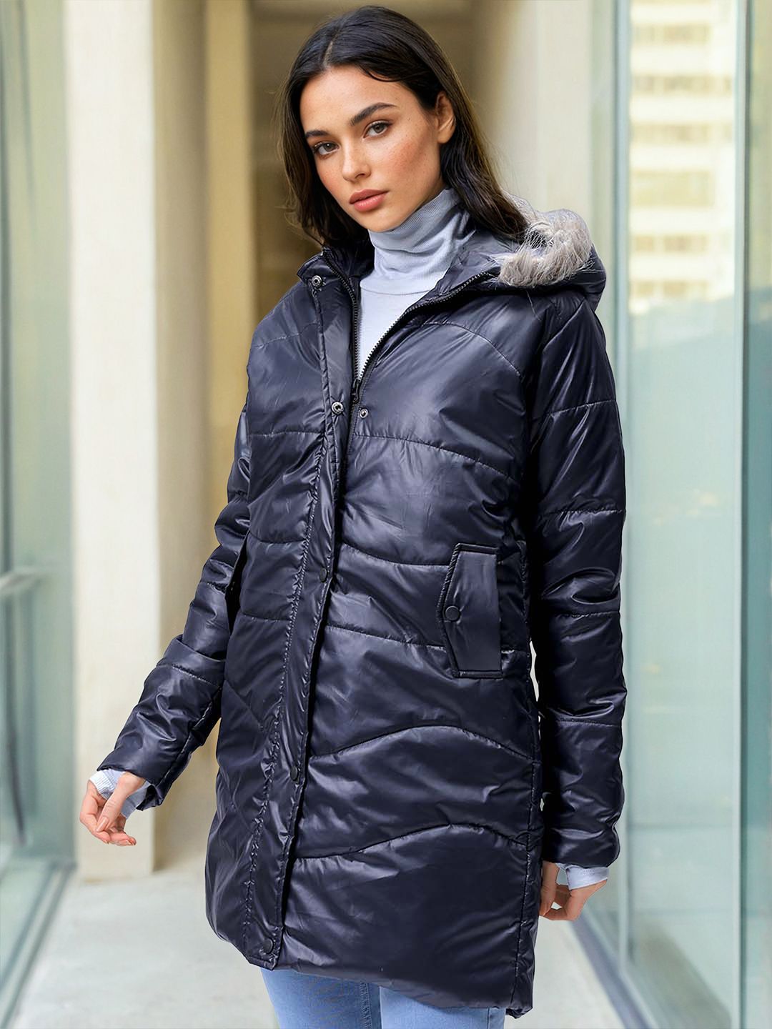 Freehand by The Indian Garage Co Women Hooded Solid Casual Parka Jacket