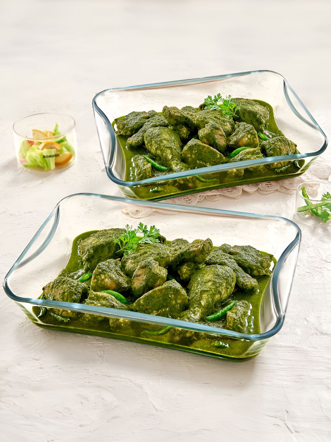 BOROSIL Transparent 2 Pieces Borosilicate Glass Microwave Safe Rectangle Baking Dish-picture-23
