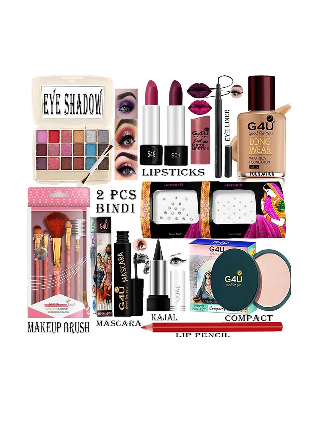 G4U 16 Piece Complete Makeup Kit for womenGlamourFestive Makeup Set 59-image-5