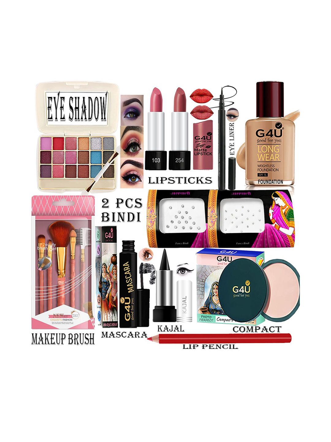 G4U 16Pcs Pack Classics Cute & Bold Makeup Kit Set/Women 26j2022A17-image-16