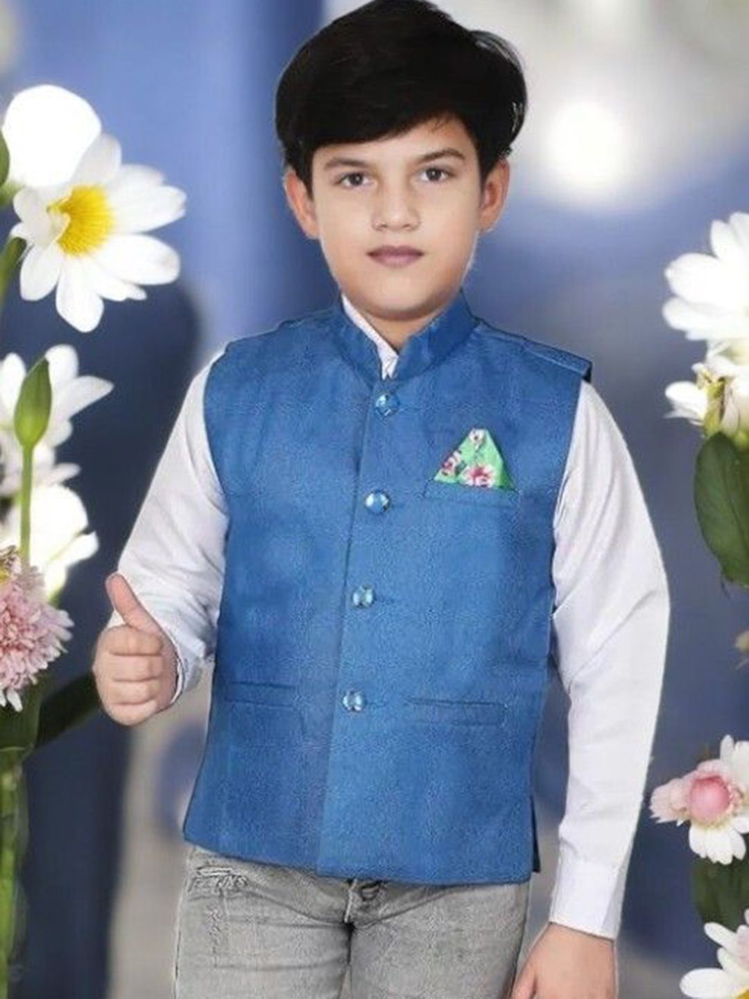 Eliq Mandarin Collar Corduroy Nehru Jacket-picture-13