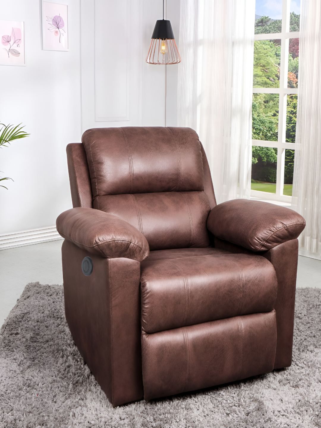 SOLIS Royale The Desired Comfort Brown Motorized 1 seater leatherette Recliner Sofa chair