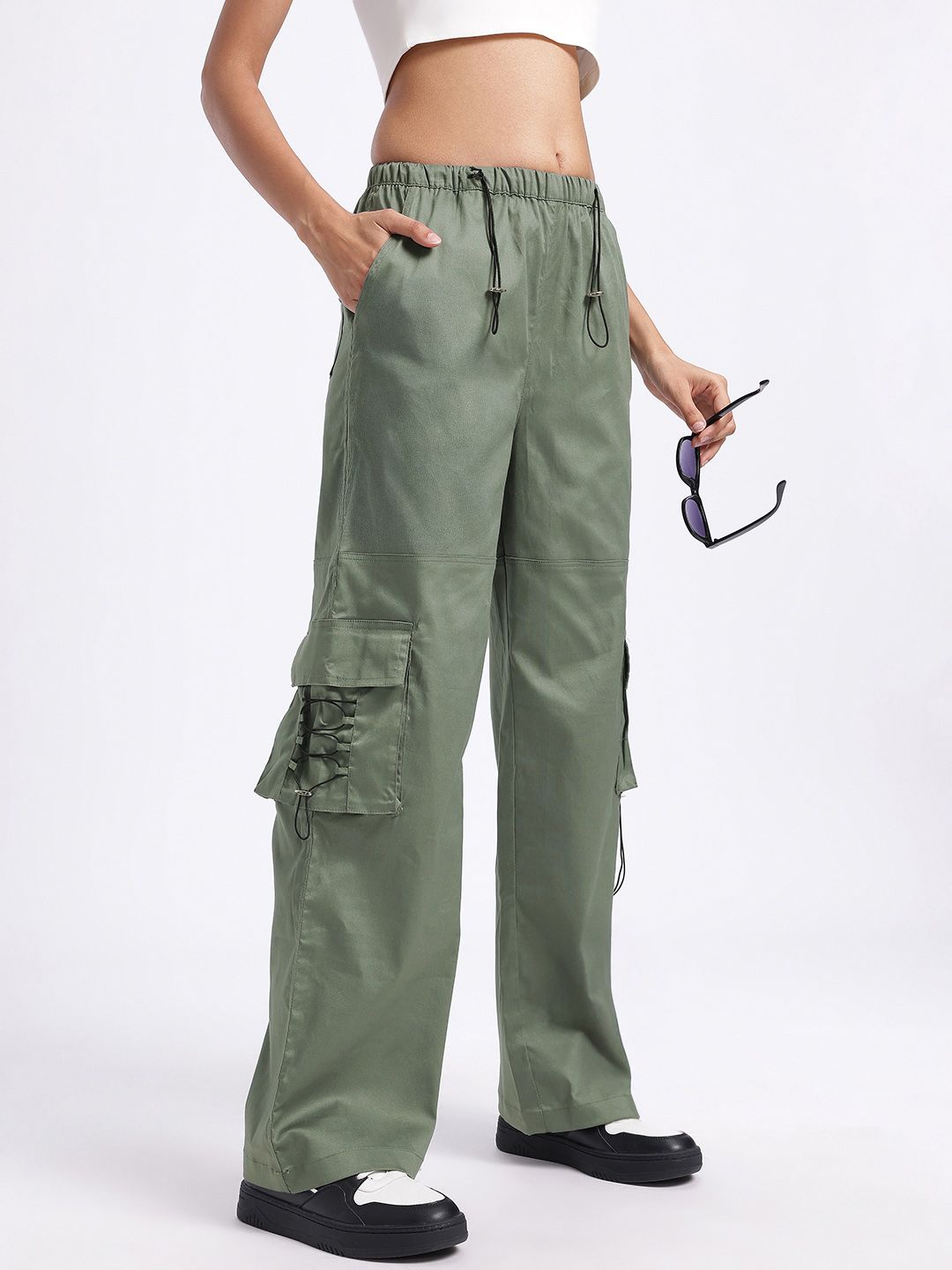 Stylecast X Hersheinbox Women High-Rise Pure Cotton Regular Fit Cargos-picture-18
