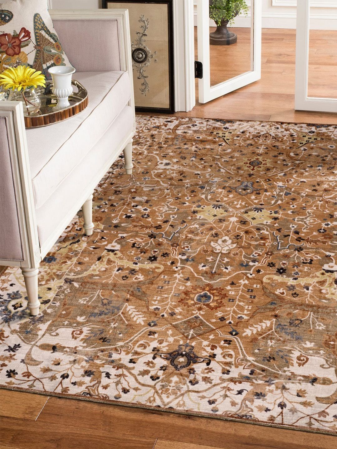 Kaleen India Rust Traditional Anti-Skid Polyester Carpet-image-37