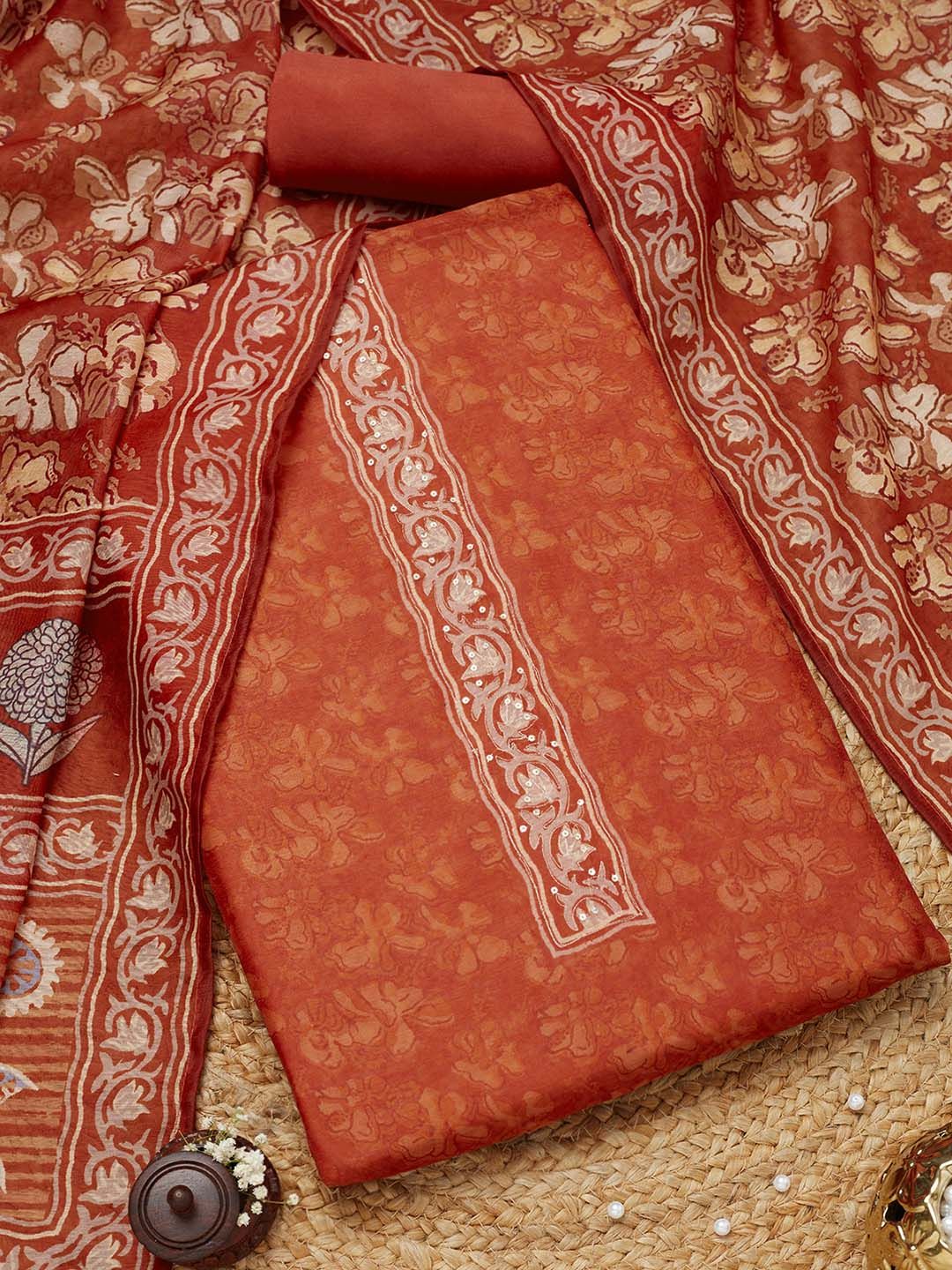 Soch Floral Printed sequinned Unstitched Dress Material-image-15