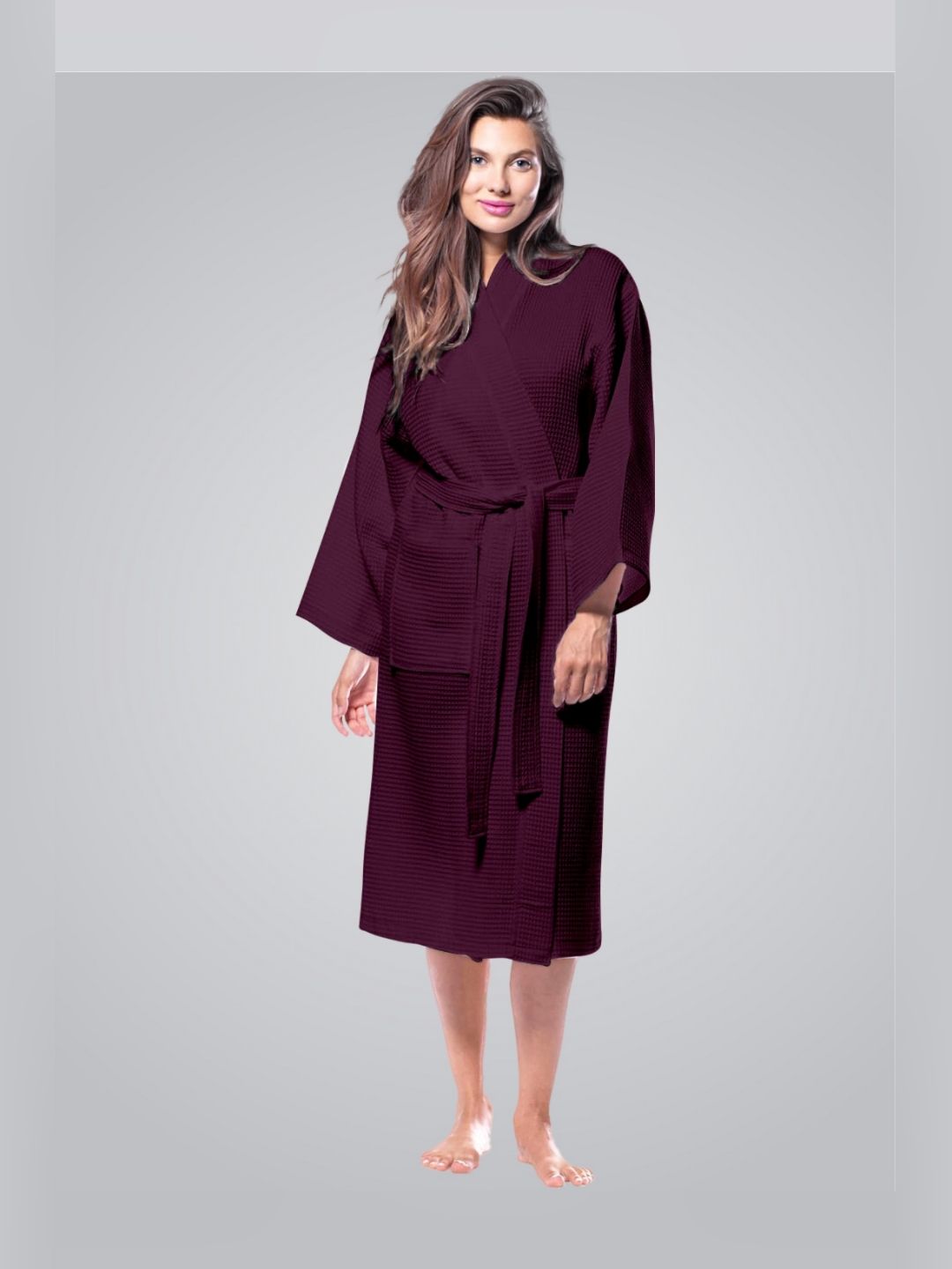 Enchant Home Waffled Cotton Bath Robe-picture-44