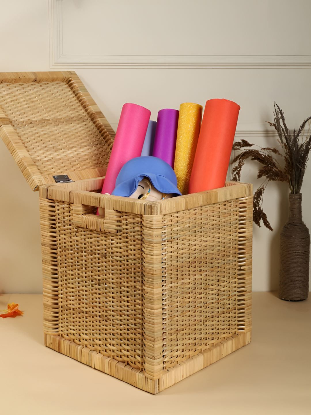 akway Beige Self Design Rattan Multi-Utility Organisers-image-20