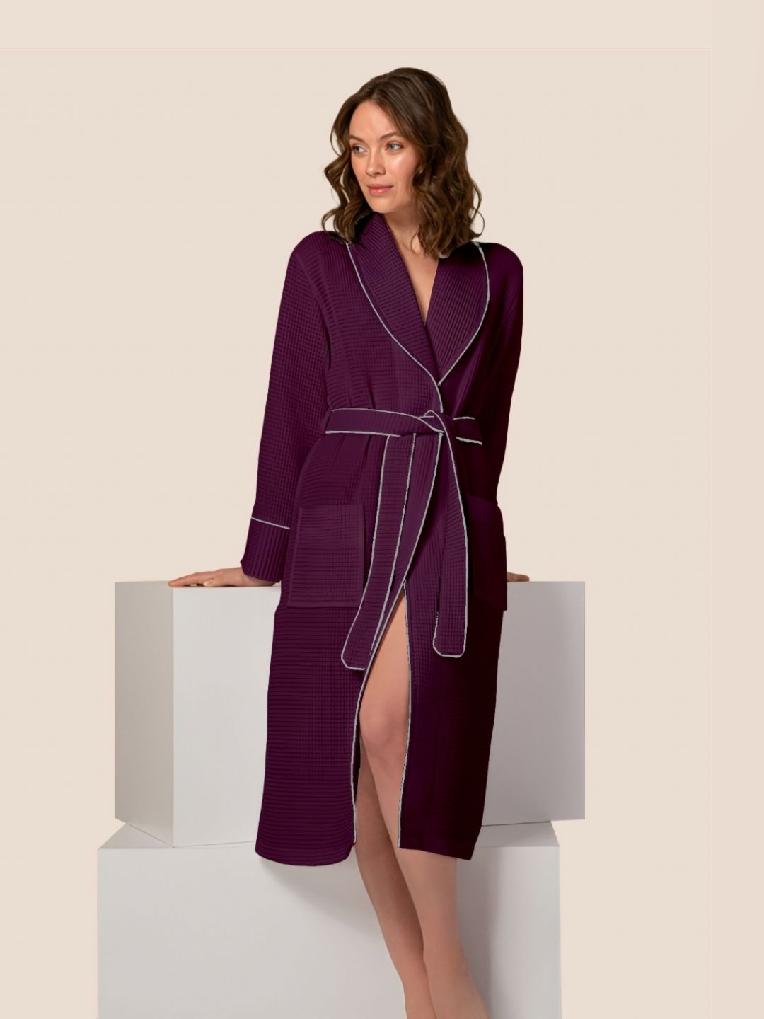 Enchant Home Waffled Cotton Bath Robe-image-19