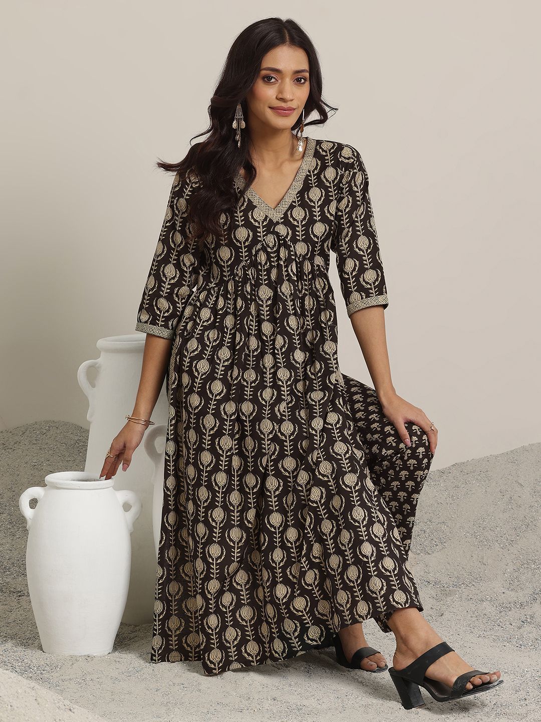 Libas Women Floral Printed Empire Kurta with Trousers-image-32