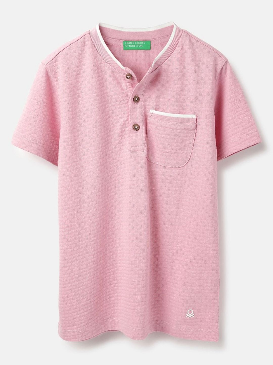 United Colors of Benetton Boys Self Design Henley Neck Pure Cotton T-shirt-picture-27