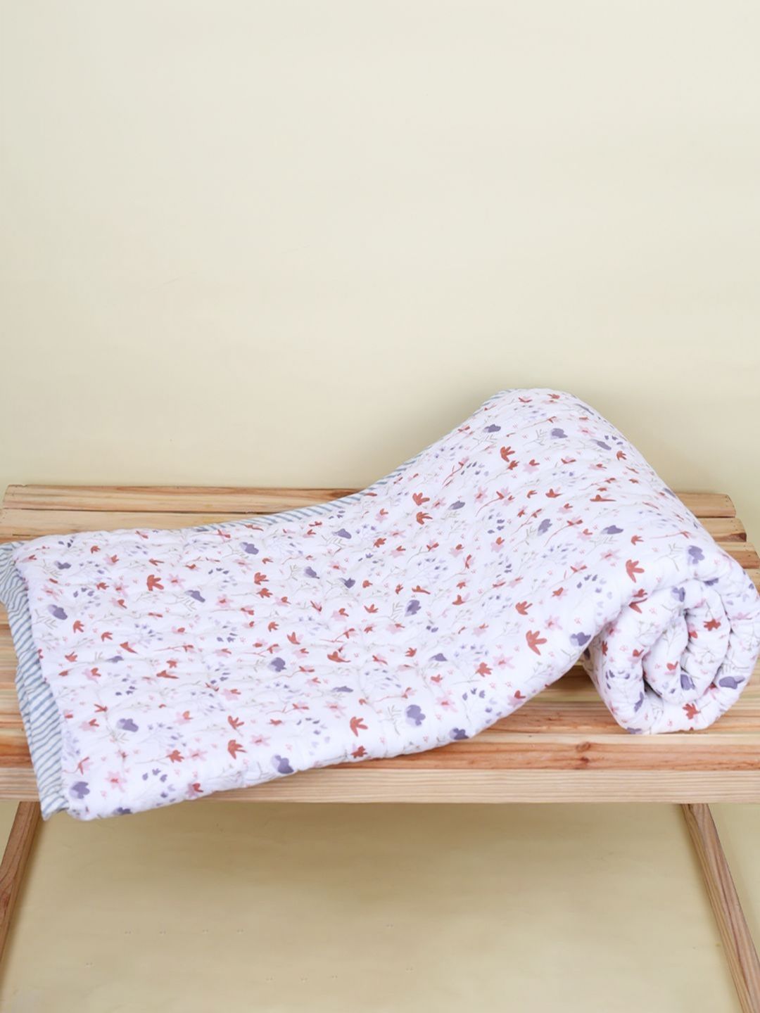 Moms Home Pink & Purple Floral Heavy Winter 500 GSM Single Bed Quilt-picture-40