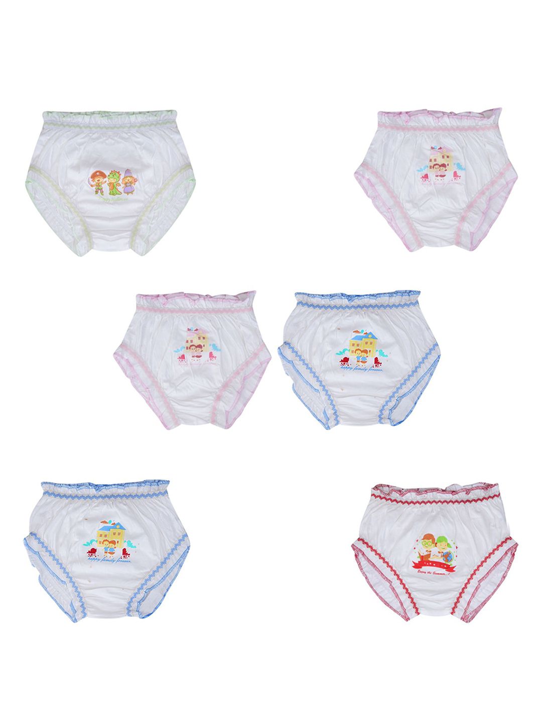 YELLOWDELIGHT Infants Girls Pack Of 6 Basic Briefs YD 704 Nitty (g) white panties 0-6m-6p-picture-15