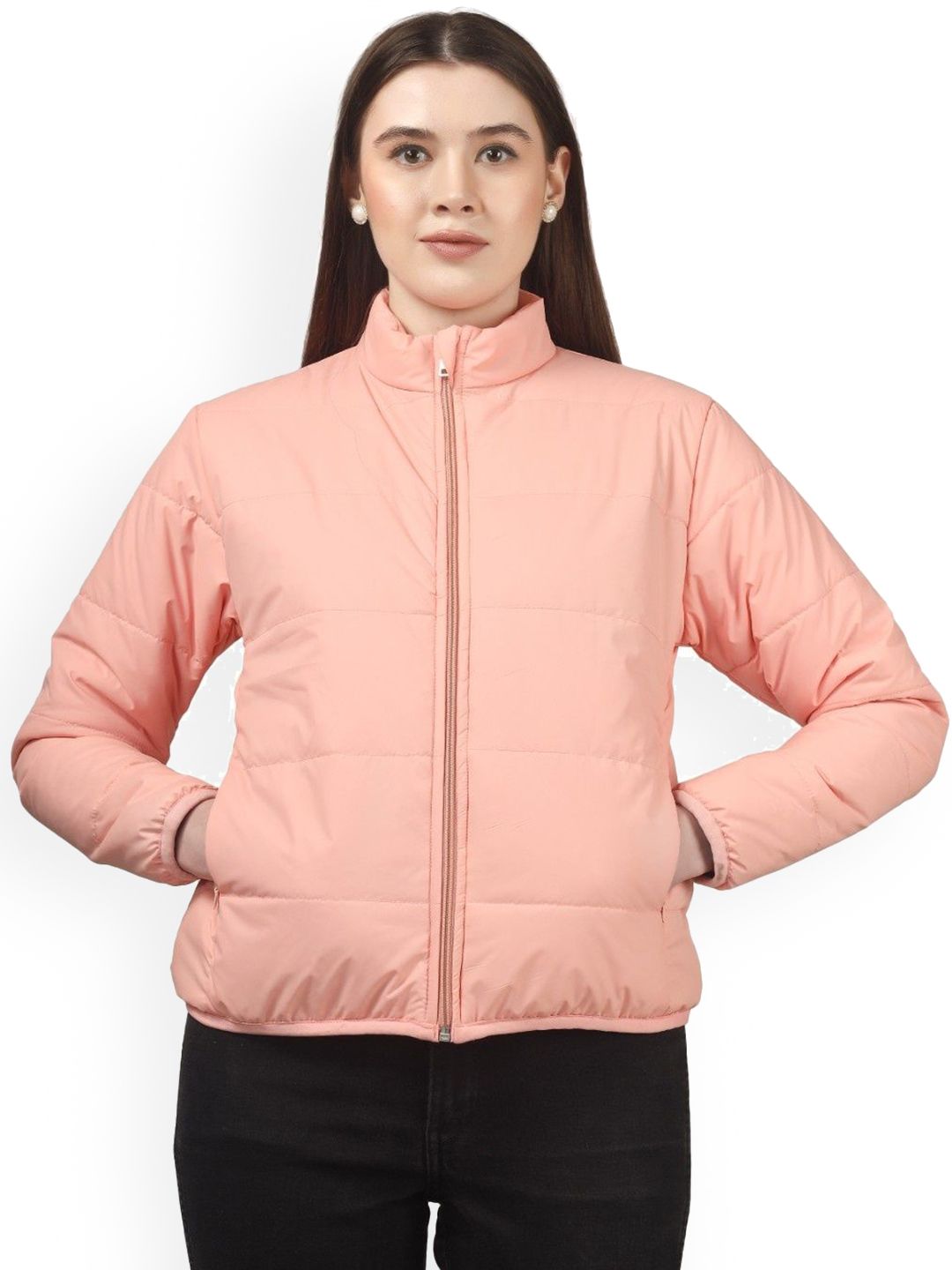 BLUEFICUS Women Mock Collar Solid Casual Lightweight Padded Jacket-picture-10