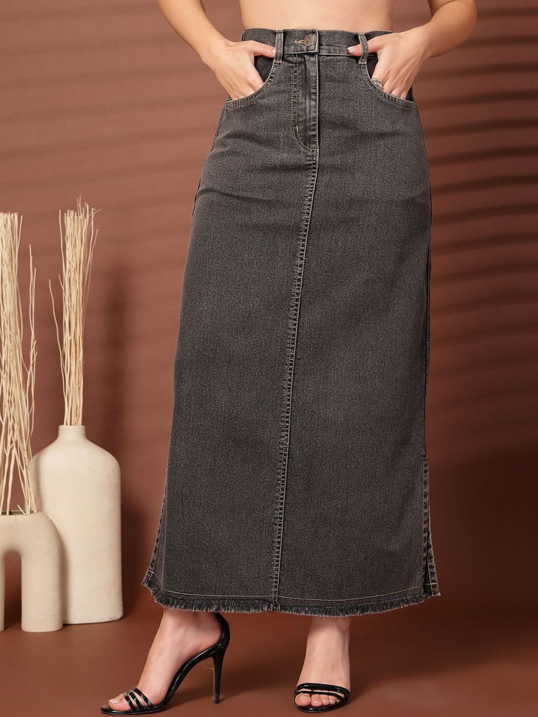 plusS Women Denim A-Line Maxi Skirts-picture-46