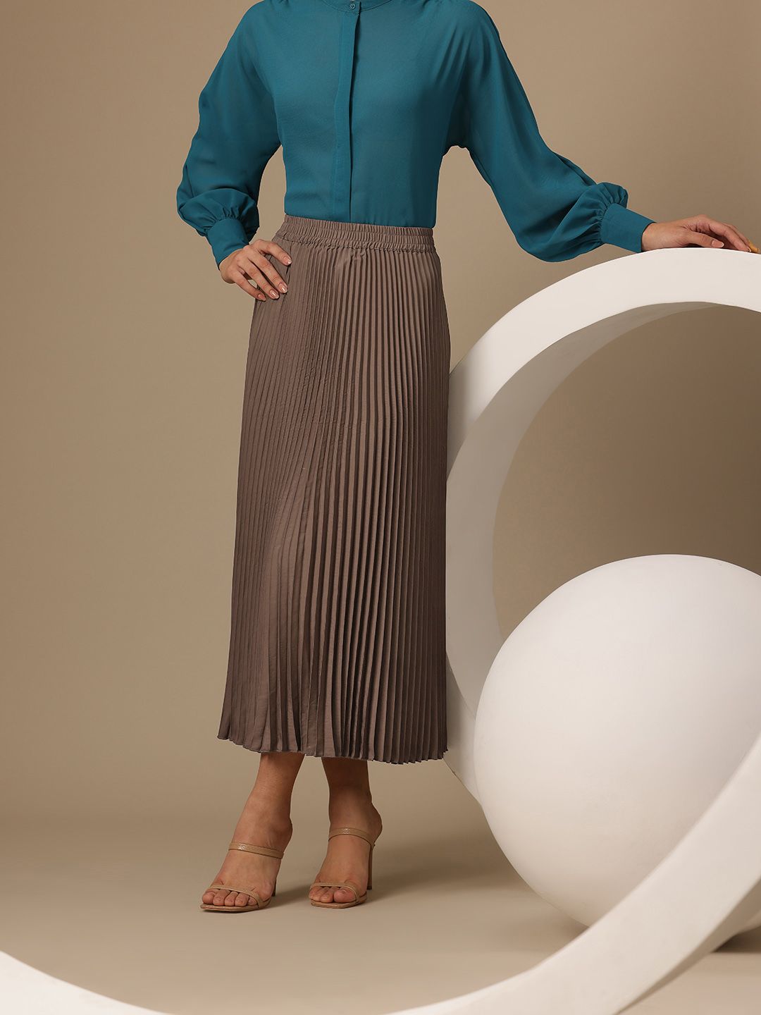 Chemistry Women Accordion Pleated Maxi Skirt-picture-25
