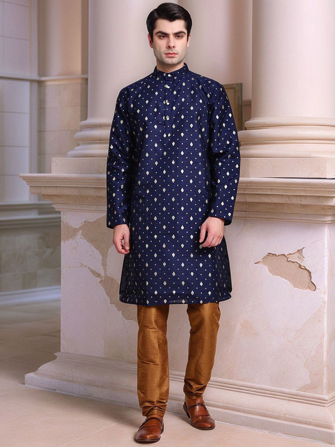 Moda Rapido Men Embroidered Regular Kurta with Churidar-image-32