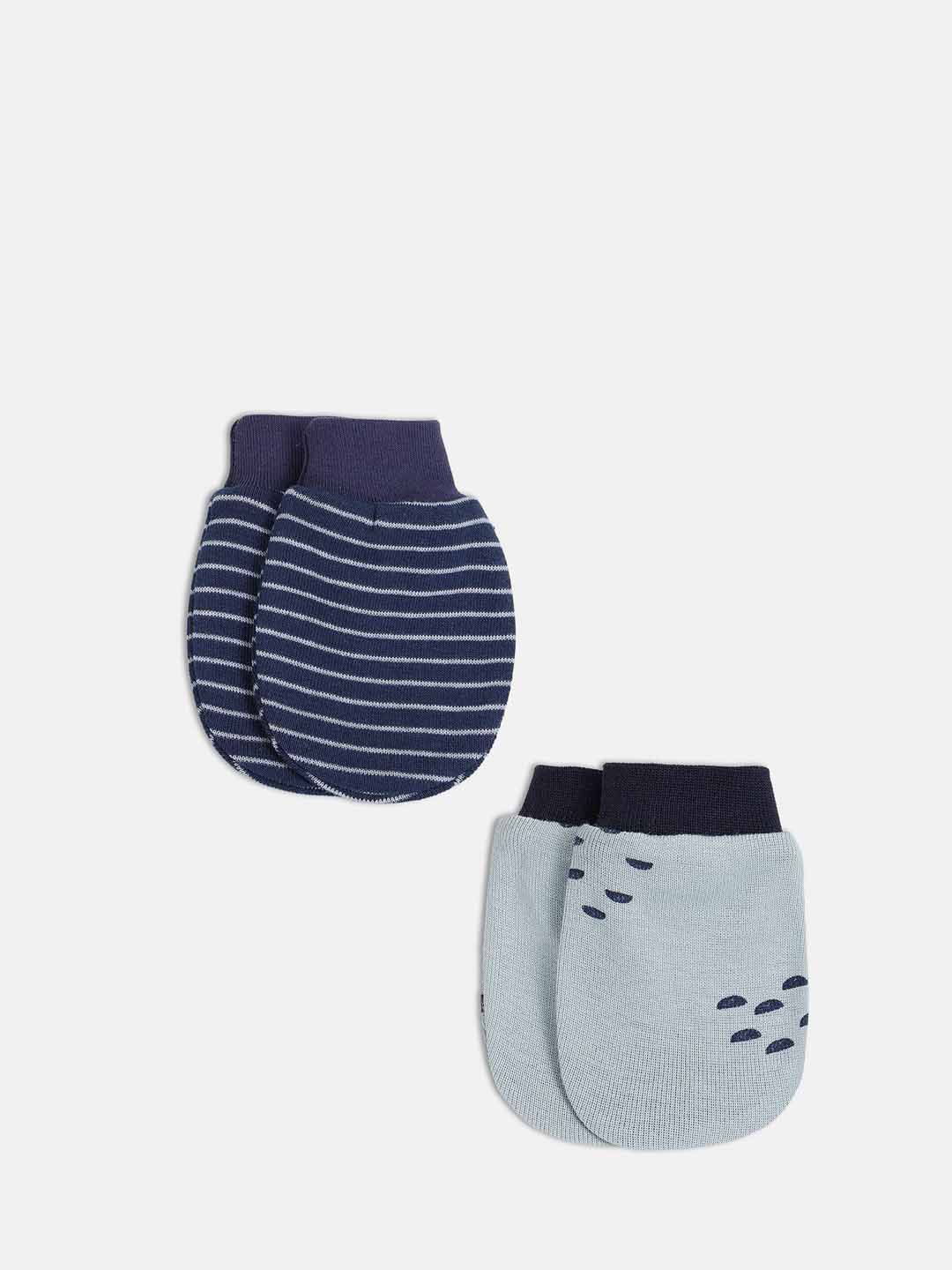 MINI KLUB Infant Boys Pack Of 2 Printed Pure Cotton Mittens-picture-16