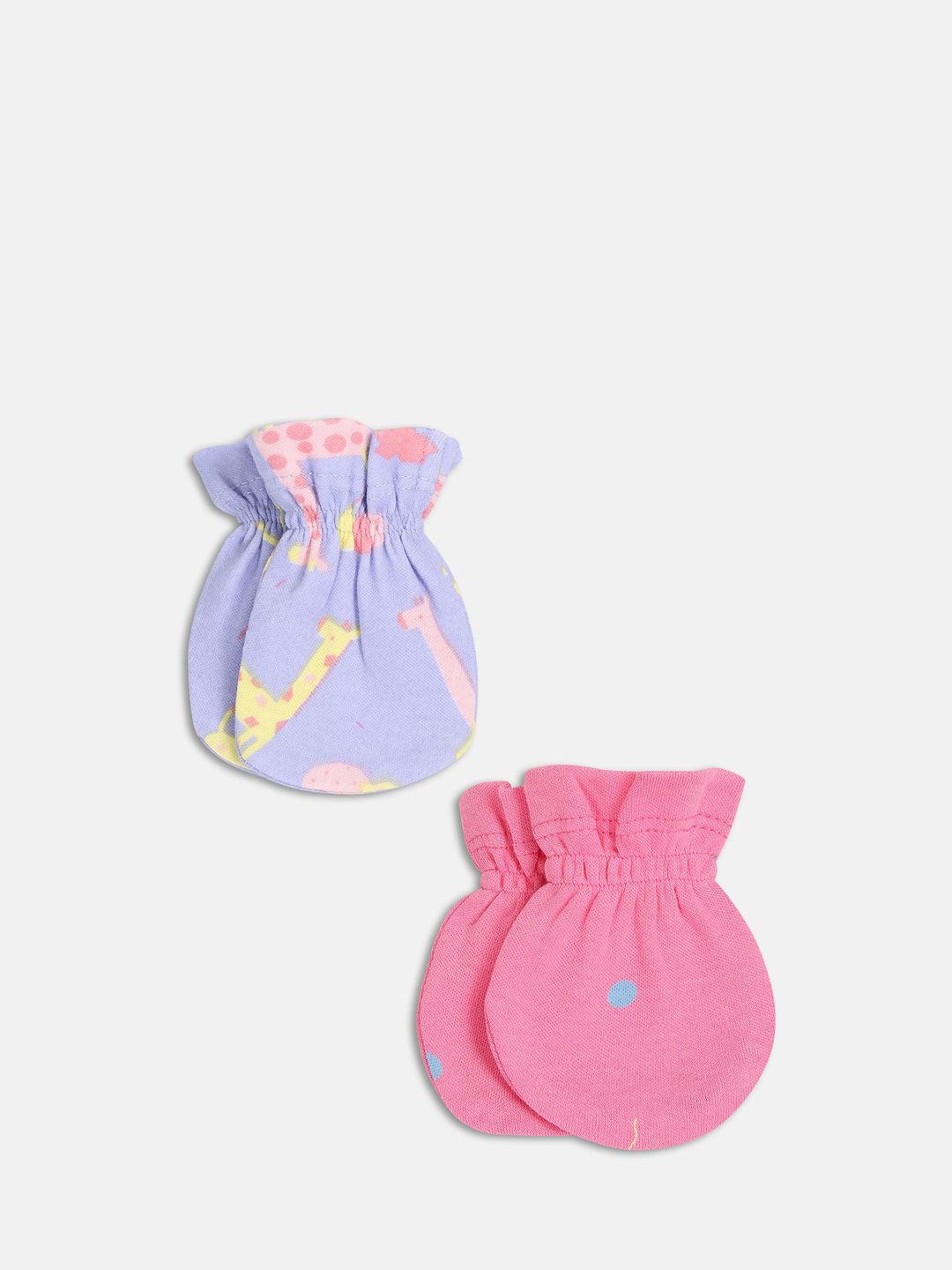 MINI KLUB Infant Girls Pack Of 2 Printed Pure Cotton Mittens-picture-10
