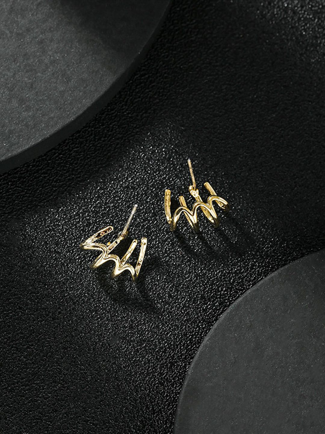 PolluxCraft Korean Gold-Plated Zircon Studded Contemporary Studs-picture-15